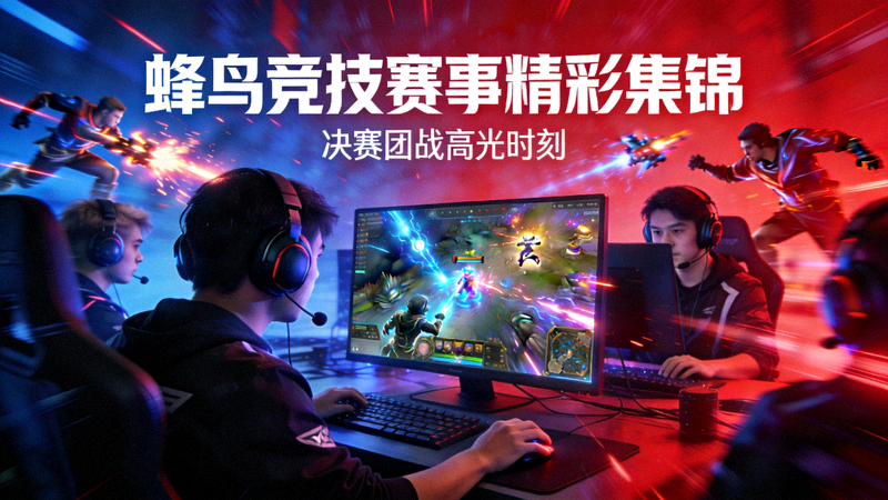 蜂鸟竞技赛事精彩集锦视频封面 - 电竞选手在决赛中激烈团战的瞬间