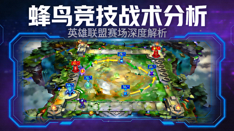 蜂鸟竞技战术分析视频封面 - 英雄联盟地图上布满战术标记与数据箭头